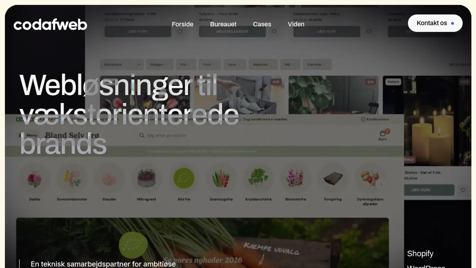 Screenshot of the Codafweb homepage