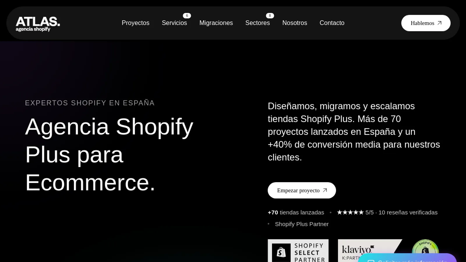 Screenshot of the Atlas Agencia homepage