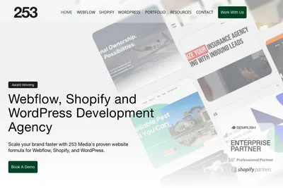 Screenshot of the 253 Media homepage