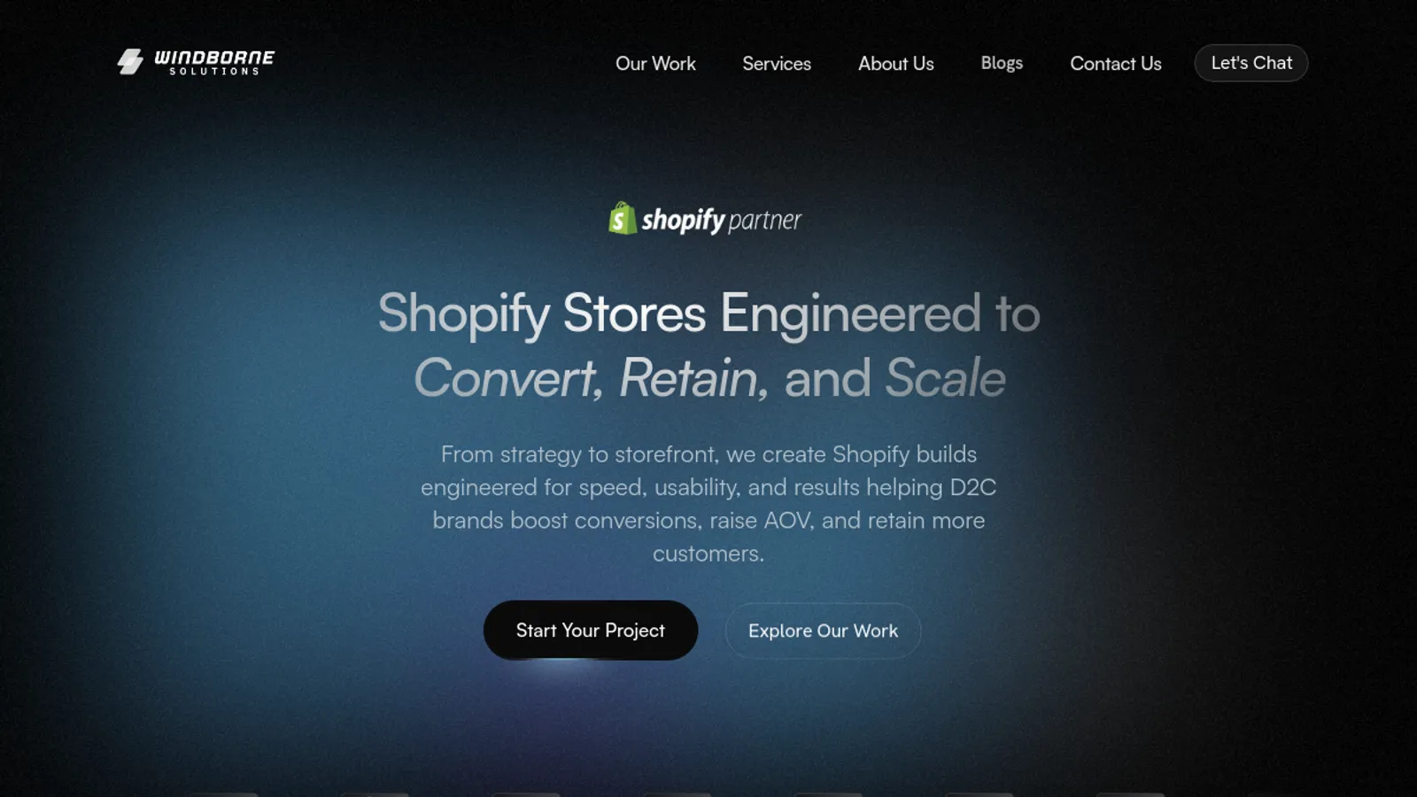 Screenshot of the Windborne Solutions homepage