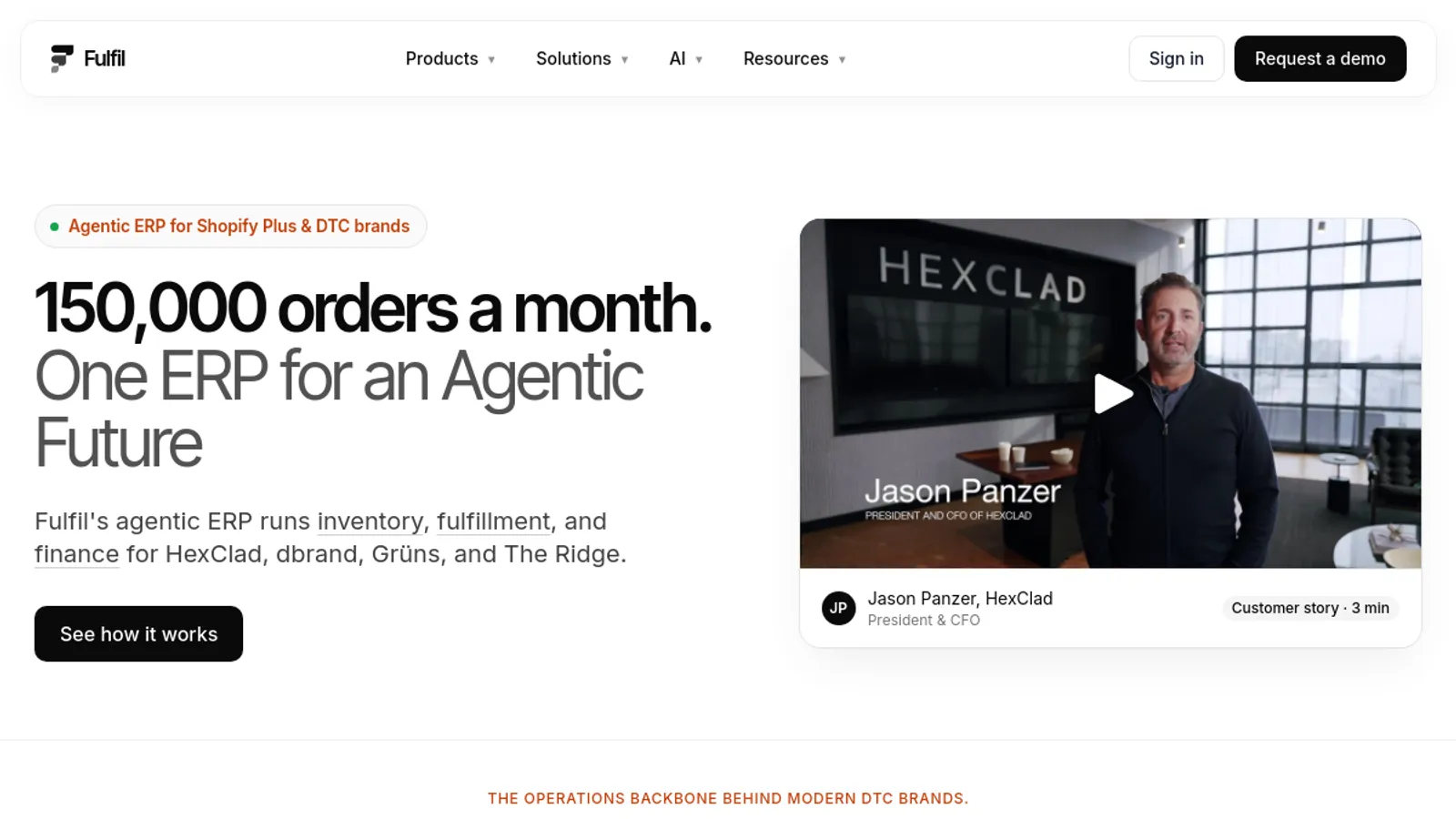 Screenshot of the Fulfil.IO Inc. homepage