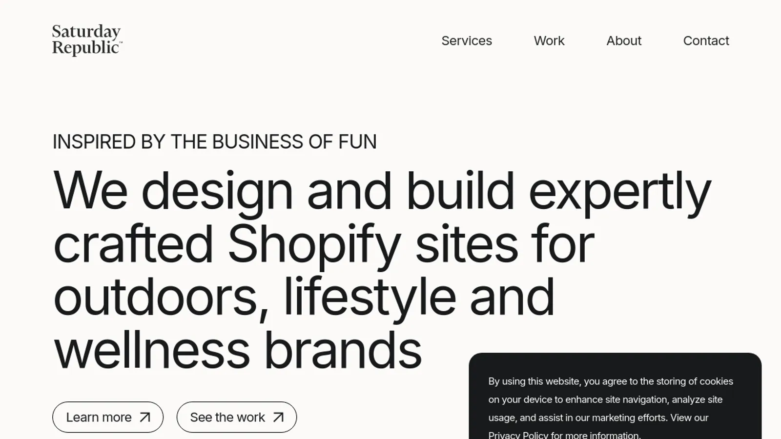 Screenshot of the Saturday Republic homepage