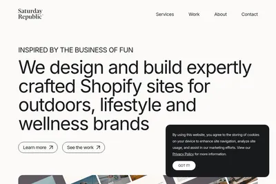 Screenshot of the Saturday Republic homepage