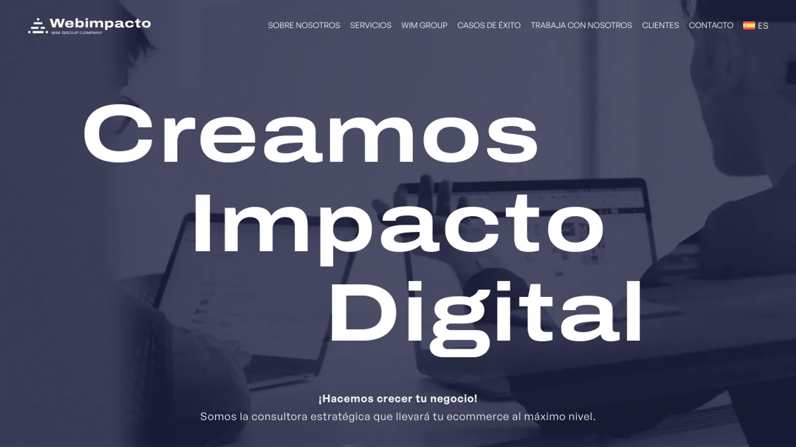 Screenshot of the Webimpacto homepage