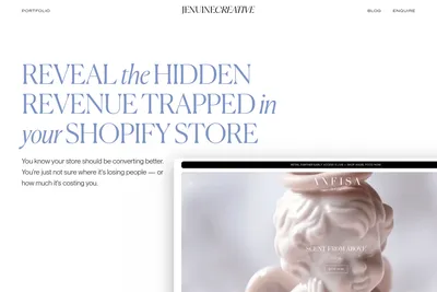 Screenshot of the Jenuine Creative homepage
