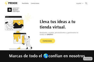Screenshot of the Prende homepage