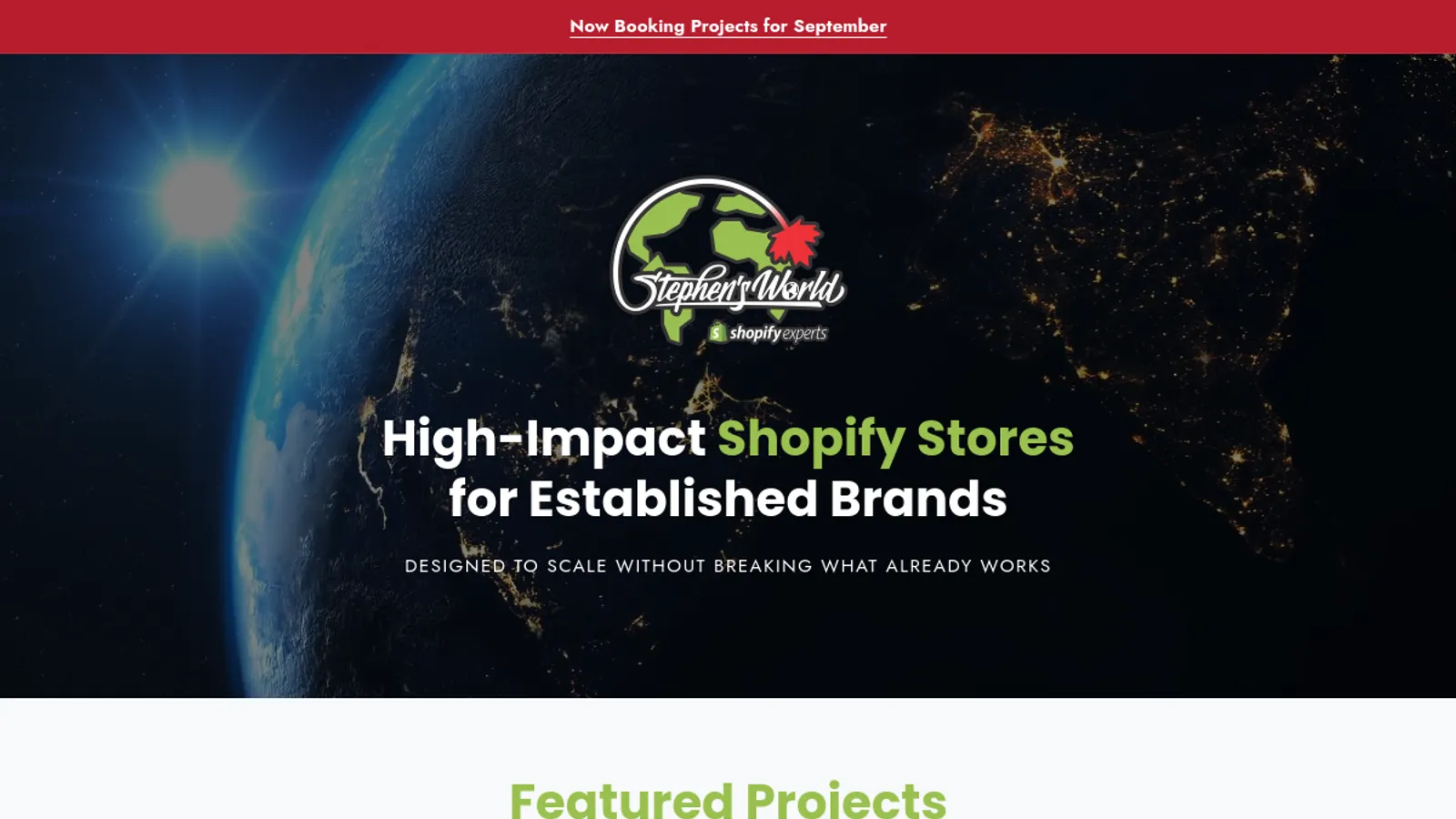 Screenshot of the Stephen's World homepage