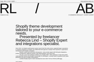 Screenshot of the Rebecca Lind AB homepage