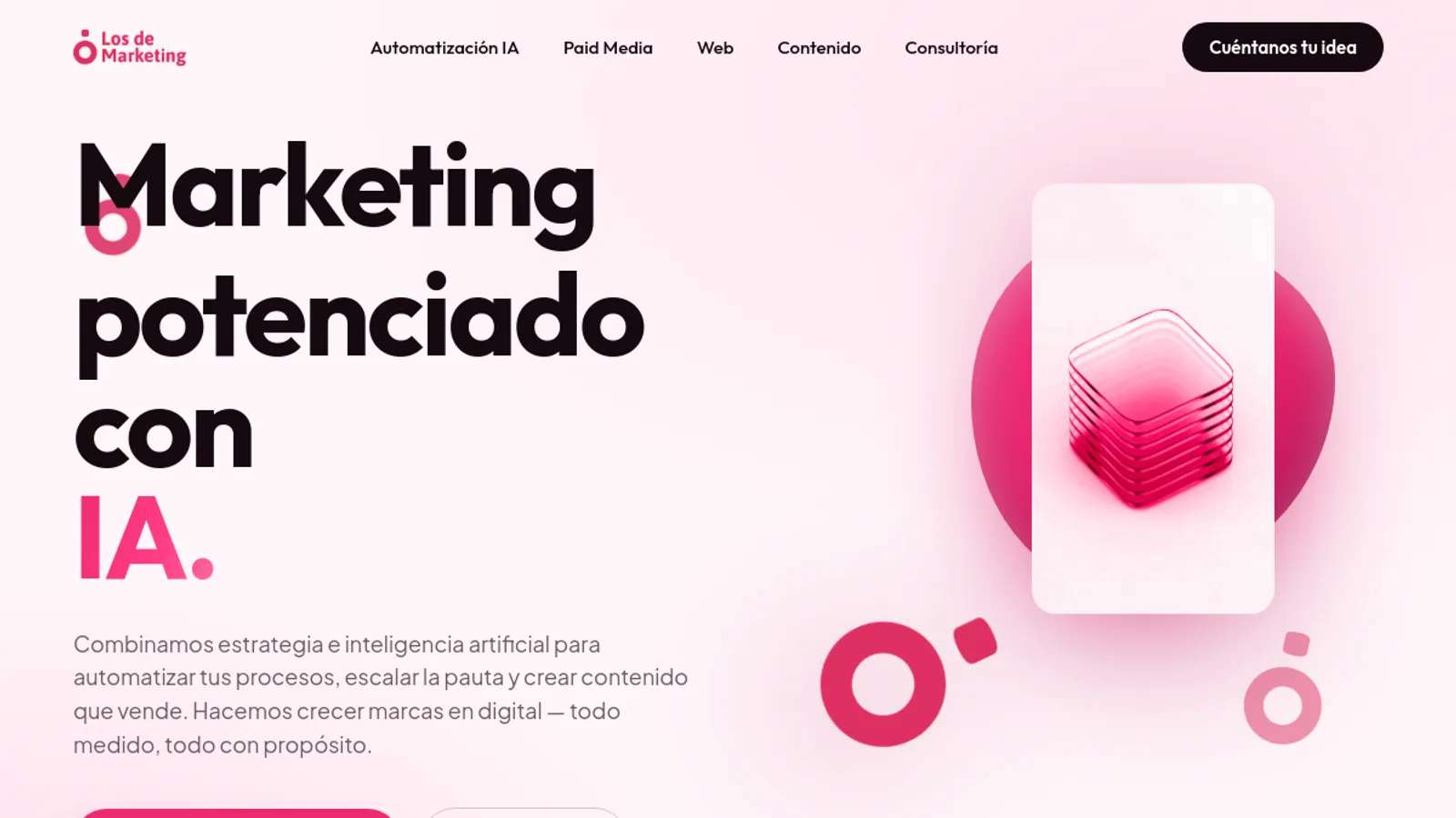 Screenshot of the Los De Marketing homepage