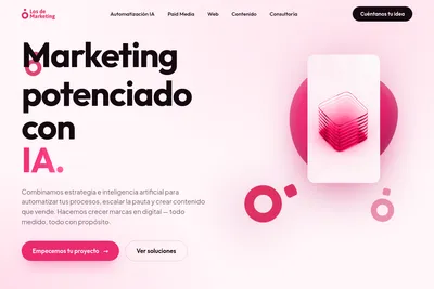 Screenshot of the Los De Marketing homepage