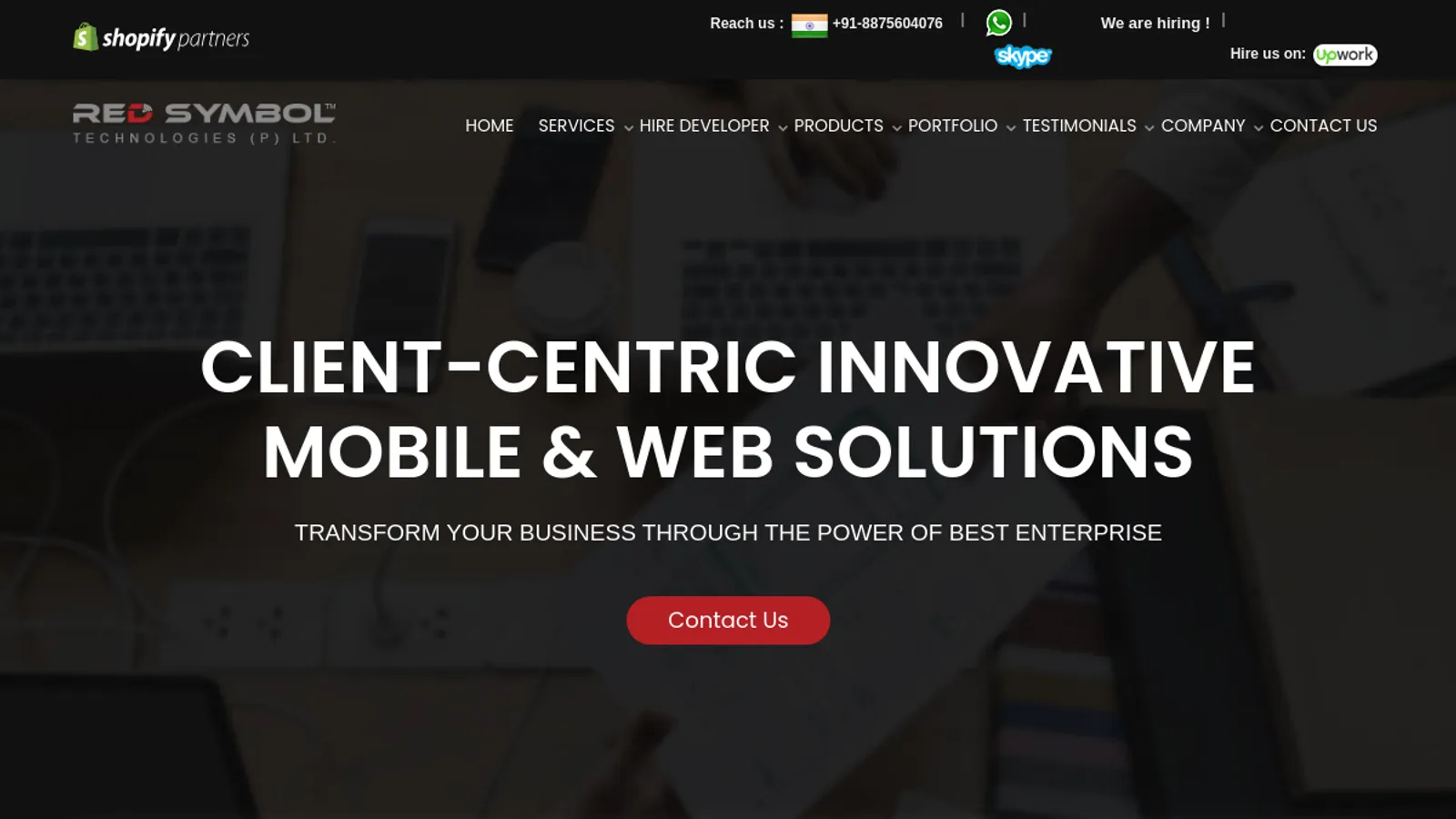 Screenshot of the Red Symbol Technologies homepage