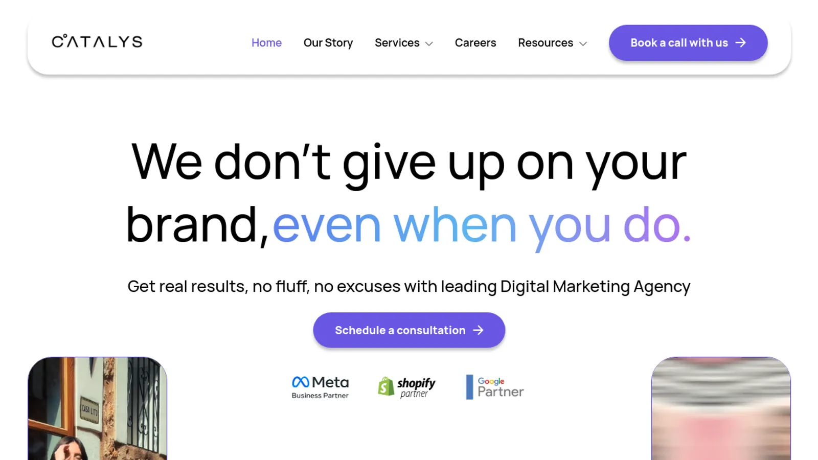 Screenshot of the CATALYS.co homepage