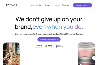 Screenshot of the CATALYS.co homepage