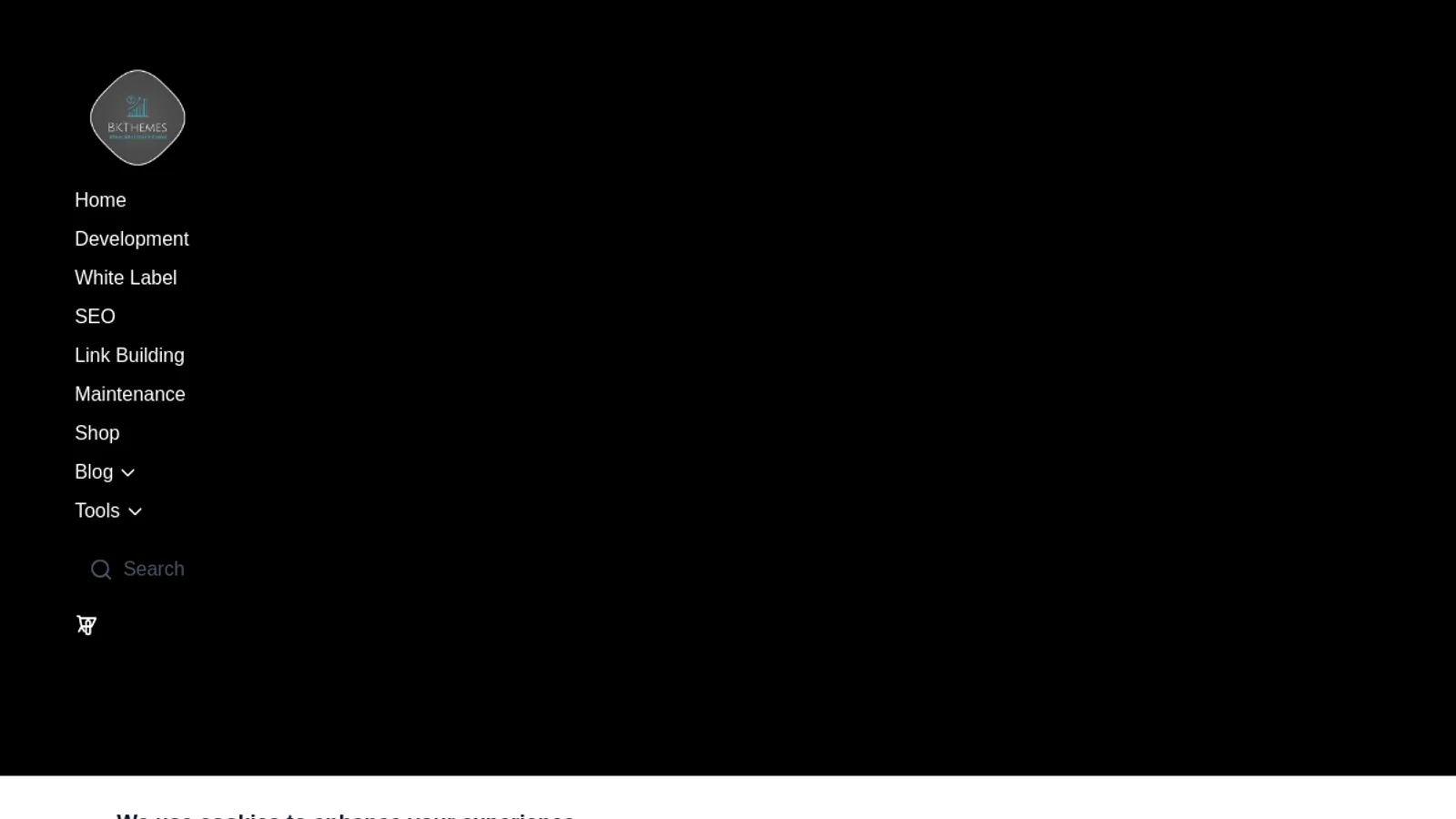 Screenshot of the BKThemes homepage