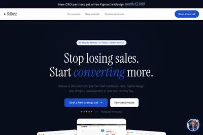 Screenshot of the Selluxe homepage