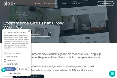 Screenshot of the Clear homepage
