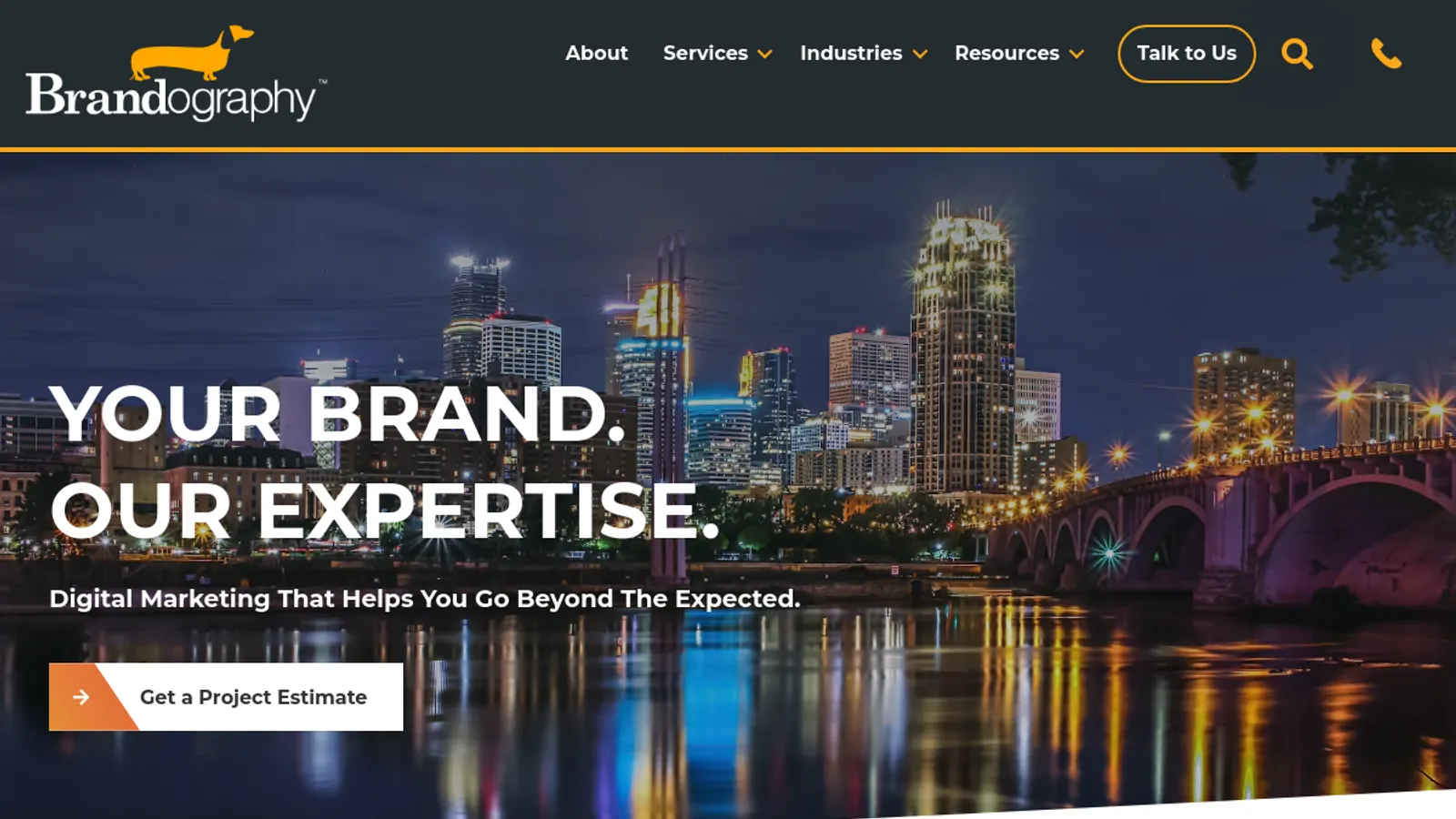 Screenshot of the Brandography homepage