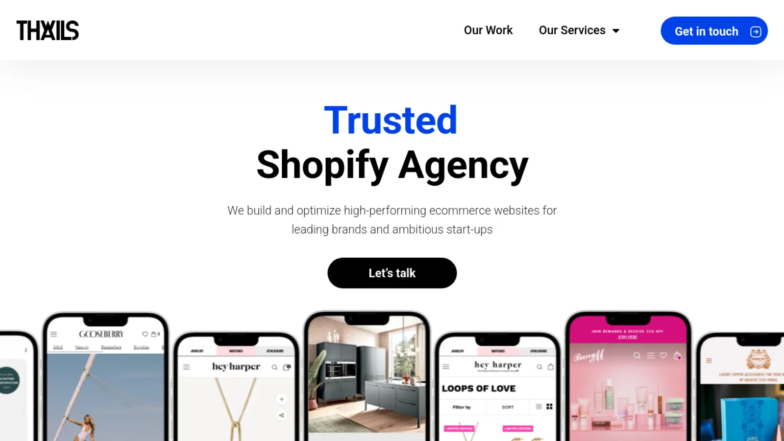 Screenshot of the THAILS homepage