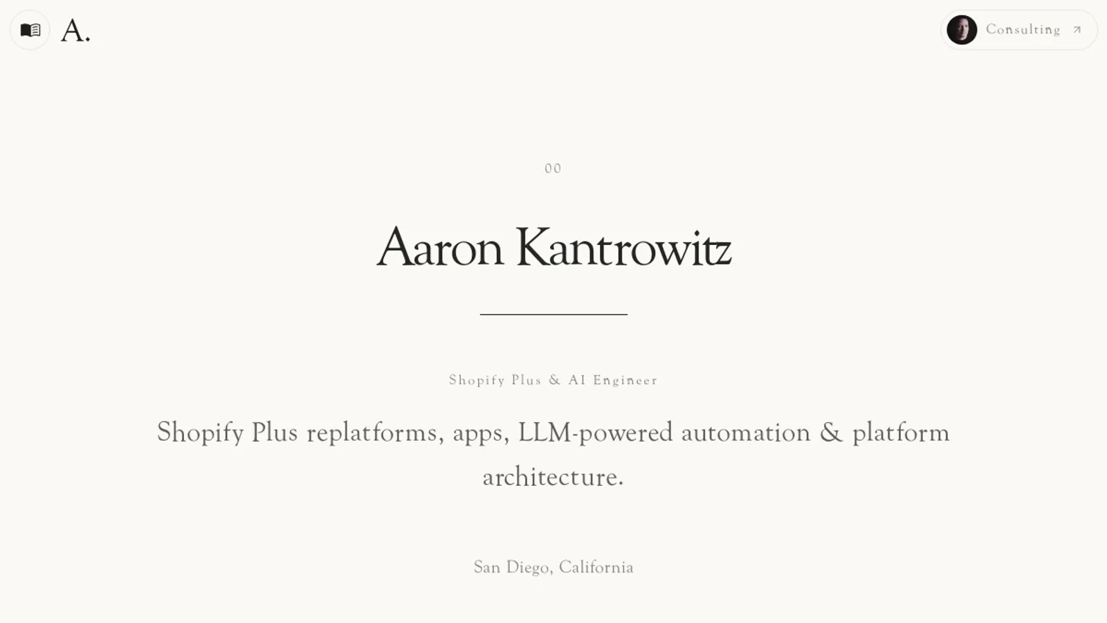 Screenshot of the A. Kantrowitz Consulting, LLC. homepage