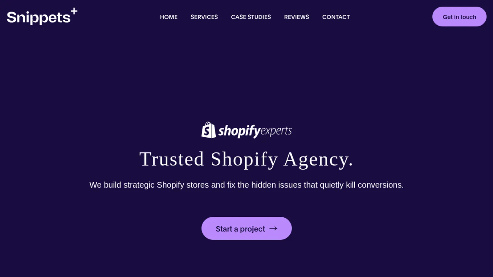 Screenshot of the Snippets Plus homepage