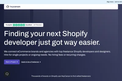 Screenshot of the HeyCarson homepage
