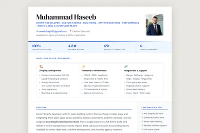 Screenshot of the Haseeb Baig homepage