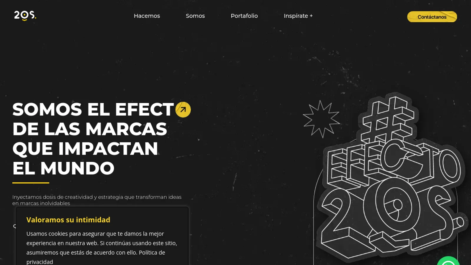 Screenshot of the 20S Partner homepage