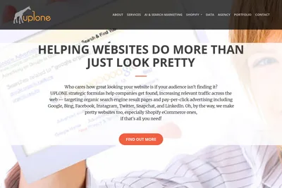 Screenshot of the UPLONE homepage