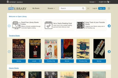Screenshot of the Open Library homepage