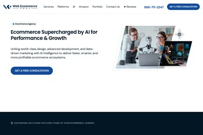 Screenshot of the Web Ecommerce Pros homepage