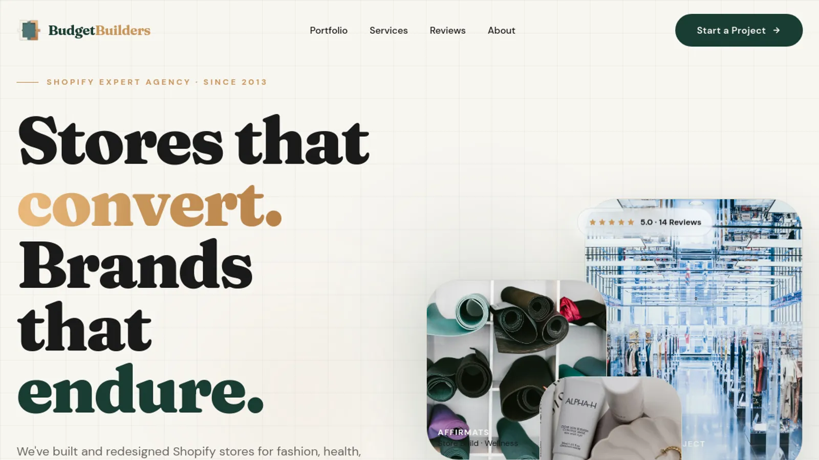 Screenshot of the Budget Builders homepage