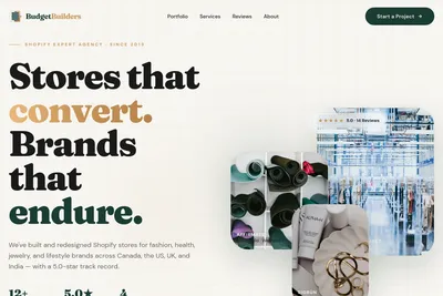 Screenshot of the Budget Builders homepage