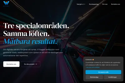 Screenshot of the Webbi homepage