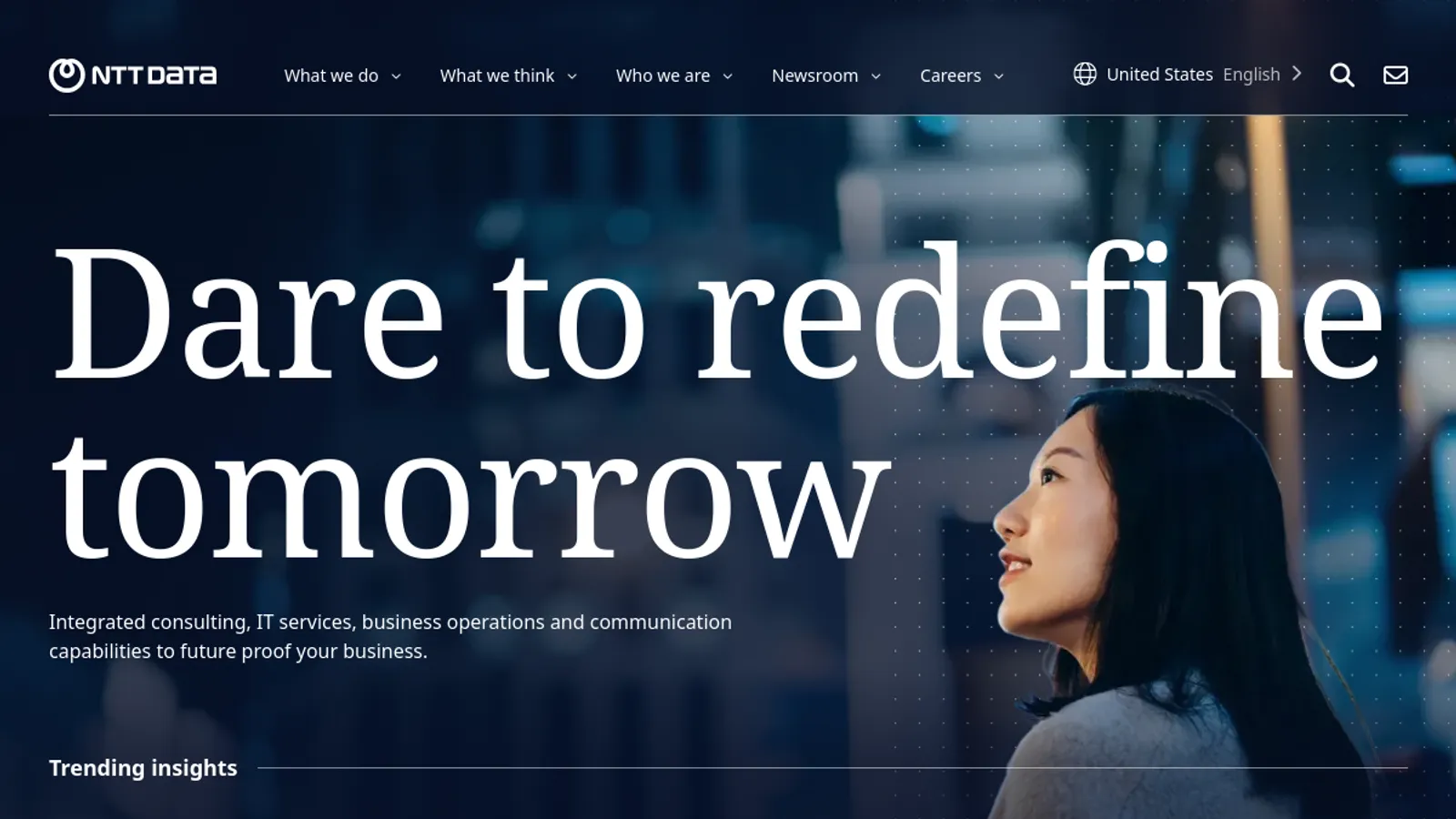 Screenshot of the NTT DATA homepage
