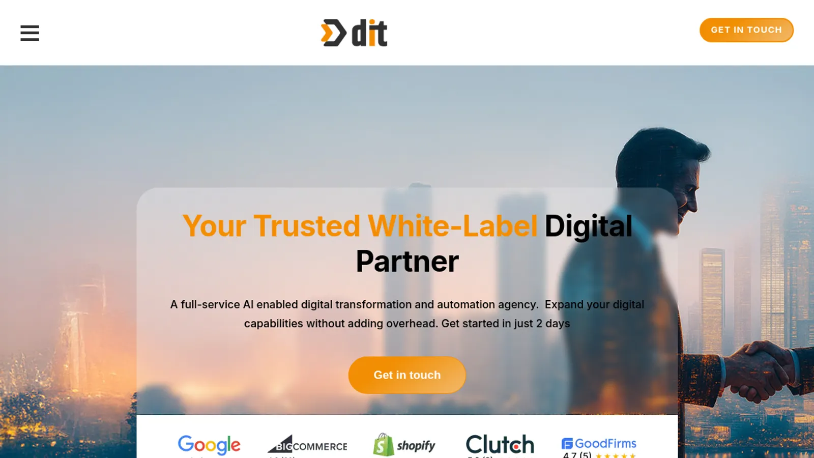 Screenshot of the DIT Interactive homepage