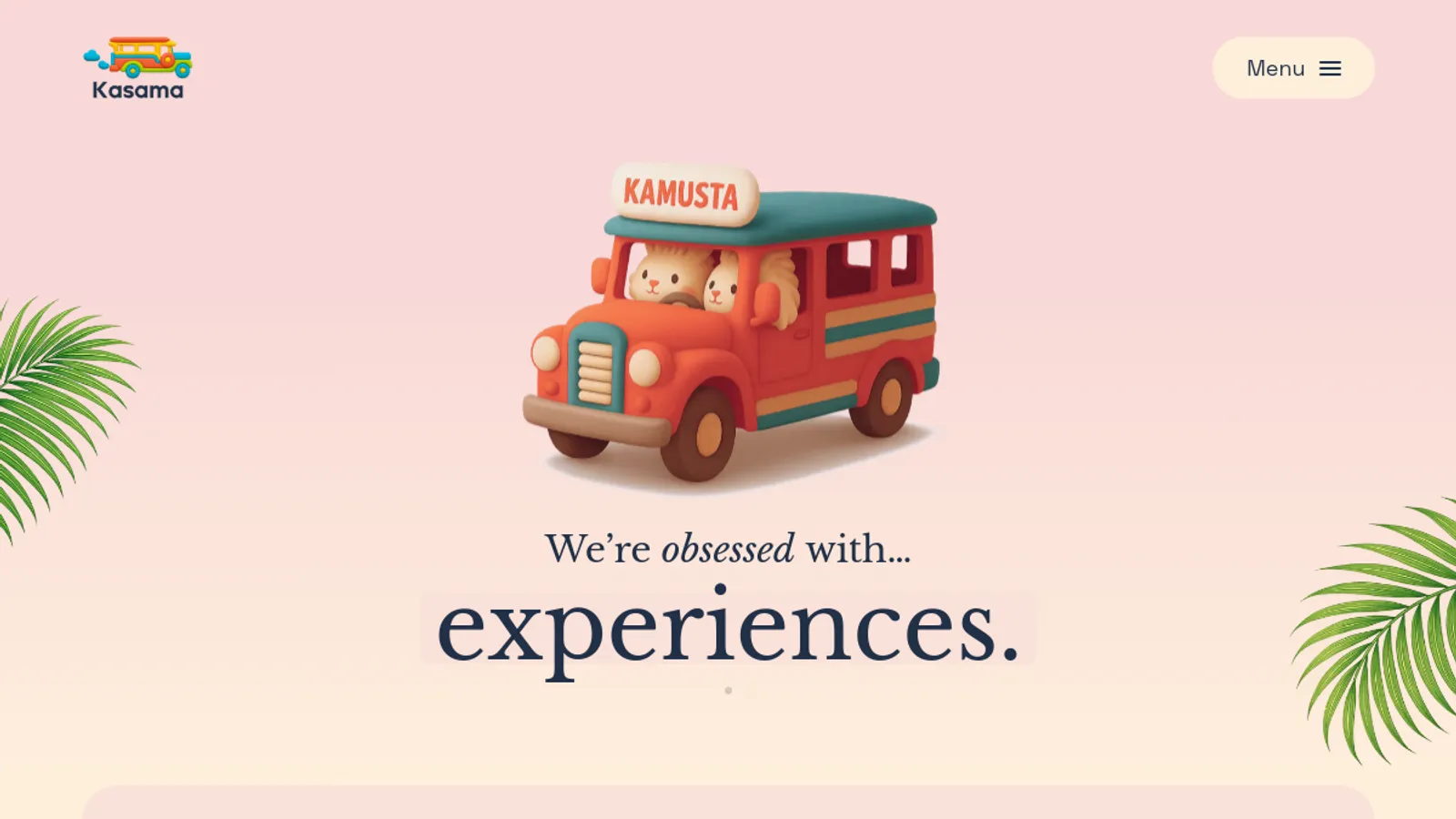 Screenshot of the Kasama homepage