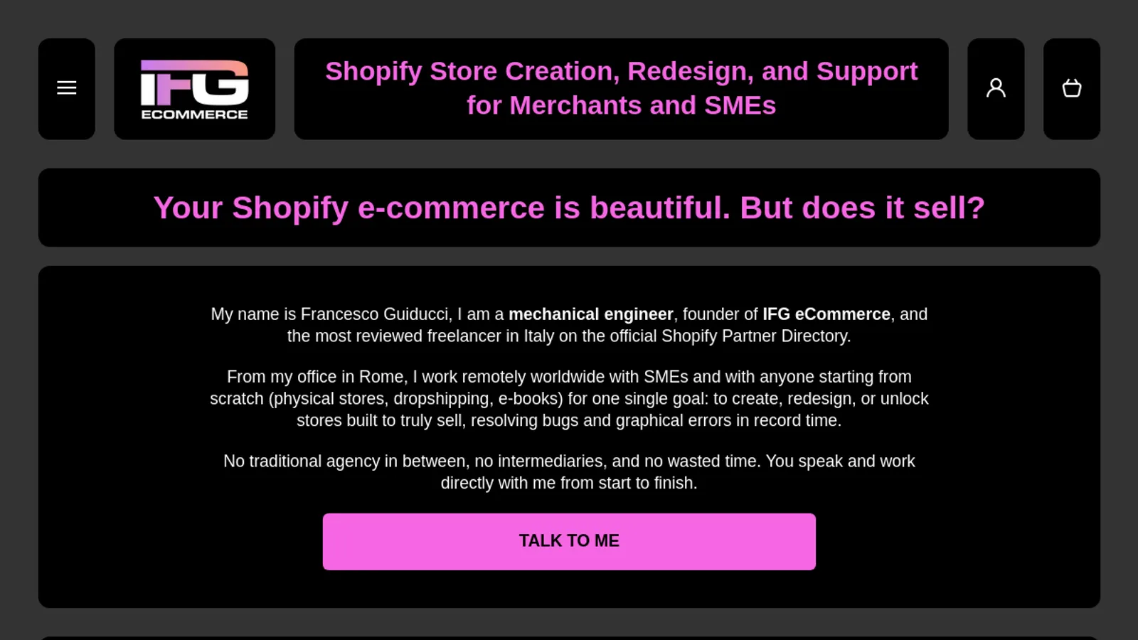 Screenshot of the Francesco Guiducci homepage