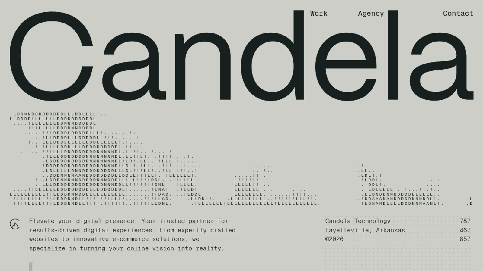 Screenshot of the Candela homepage