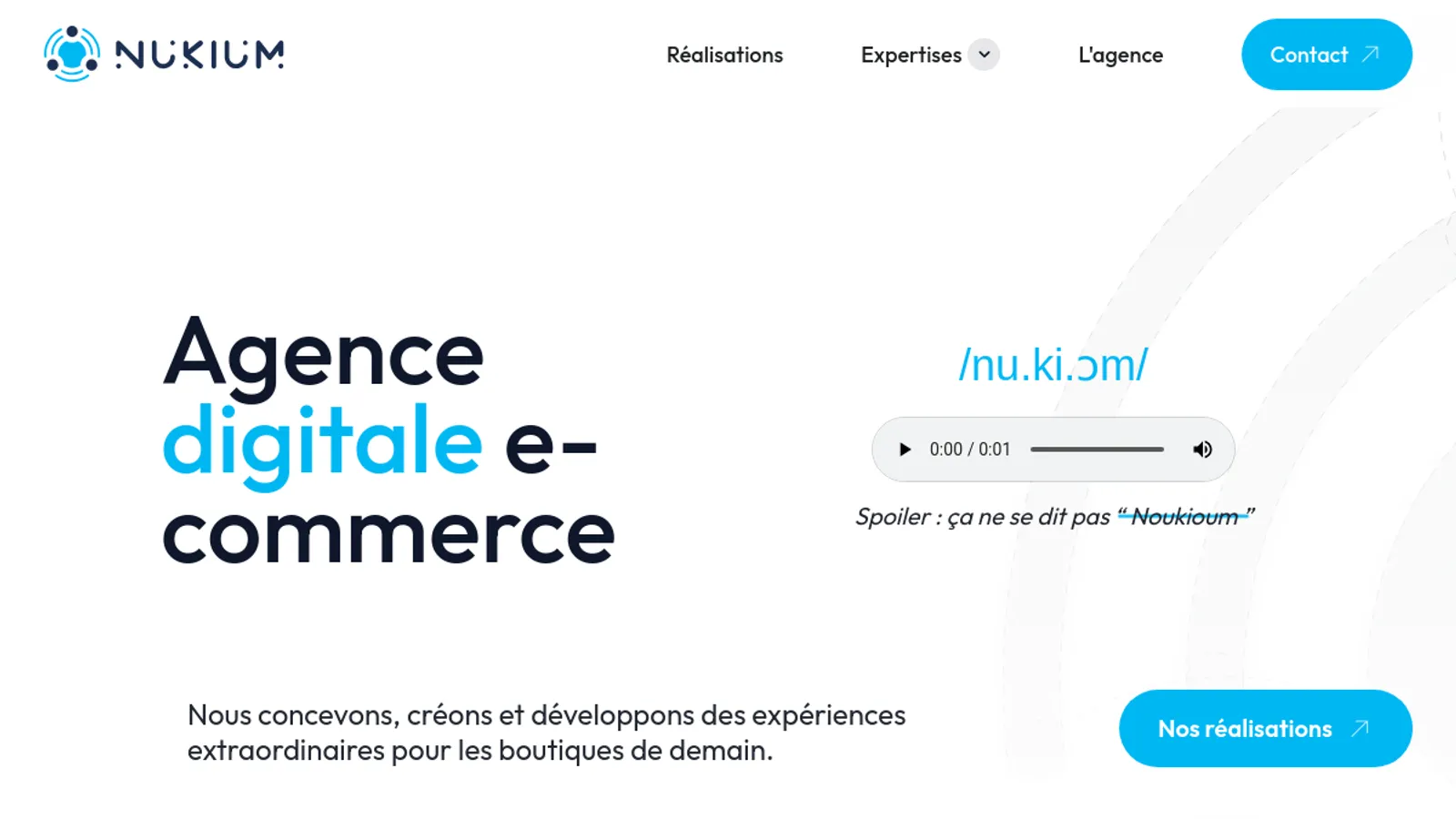 Screenshot of the Nukium homepage