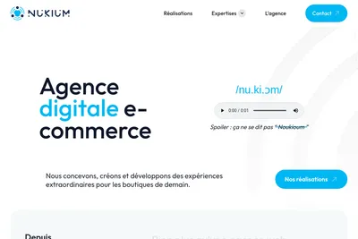 Screenshot of the Nukium homepage