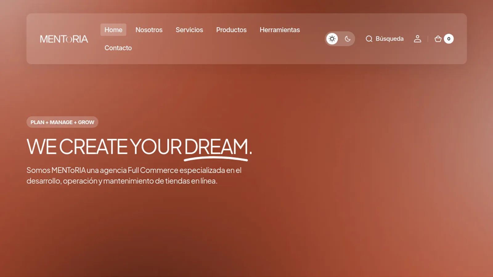 Screenshot of the MENToRIA homepage