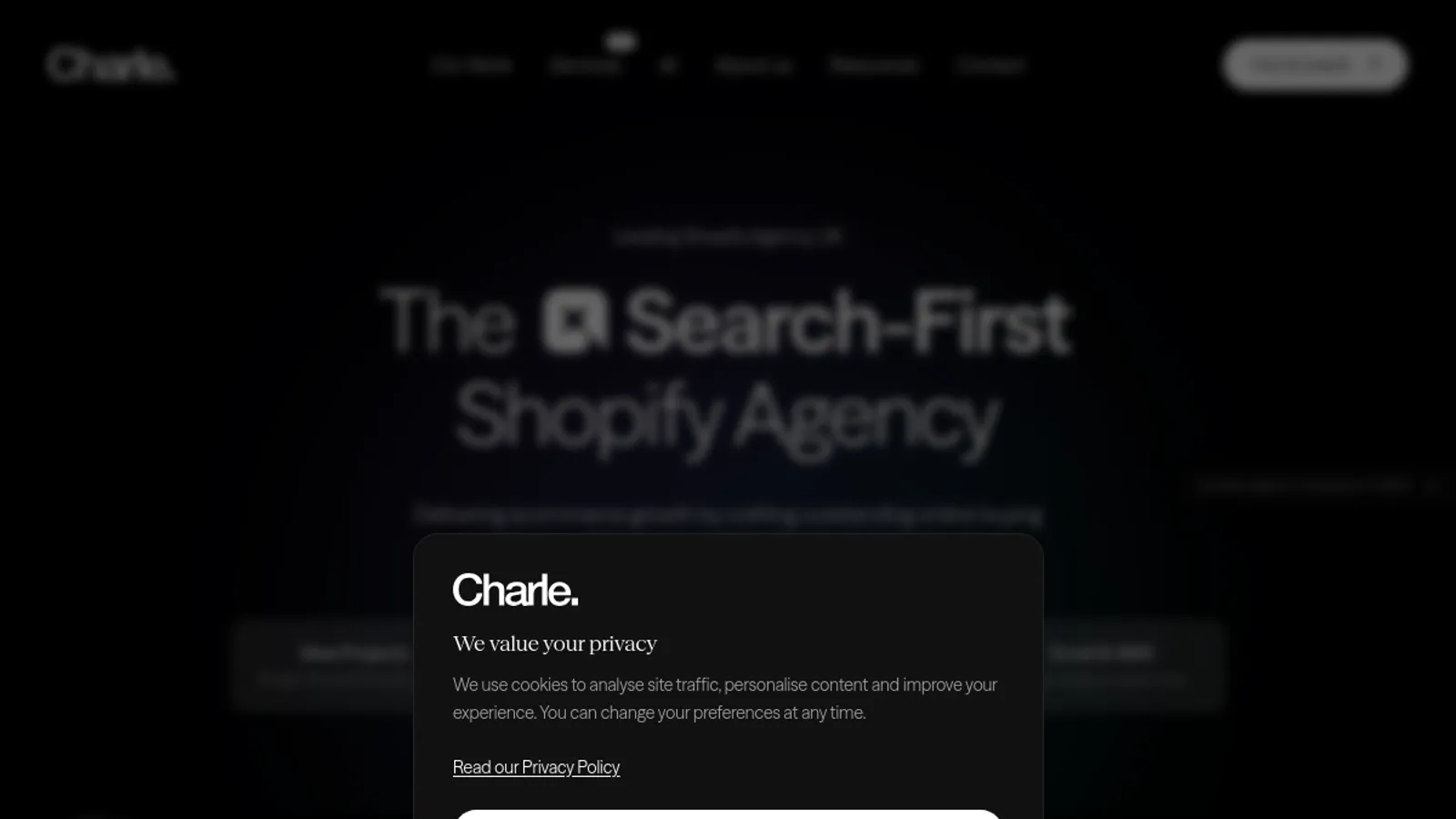 Screenshot of the Charle Agency homepage