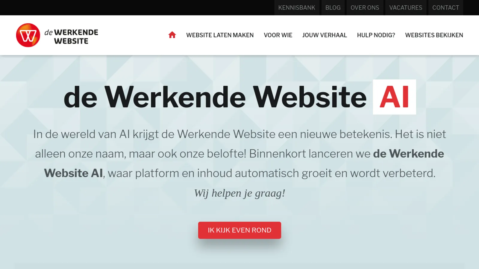Screenshot of the de Werkende Website homepage
